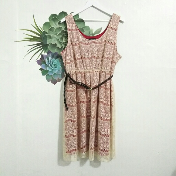 Maurices Dresses & Skirts - 5/$15 Maurices Plus Red Lace Belted Dress